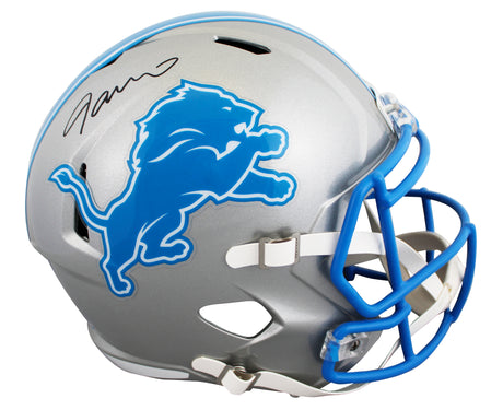 Lions Jameson Williams Signed 2024 Full Size Speed Rep Helmet BAS Witnessed