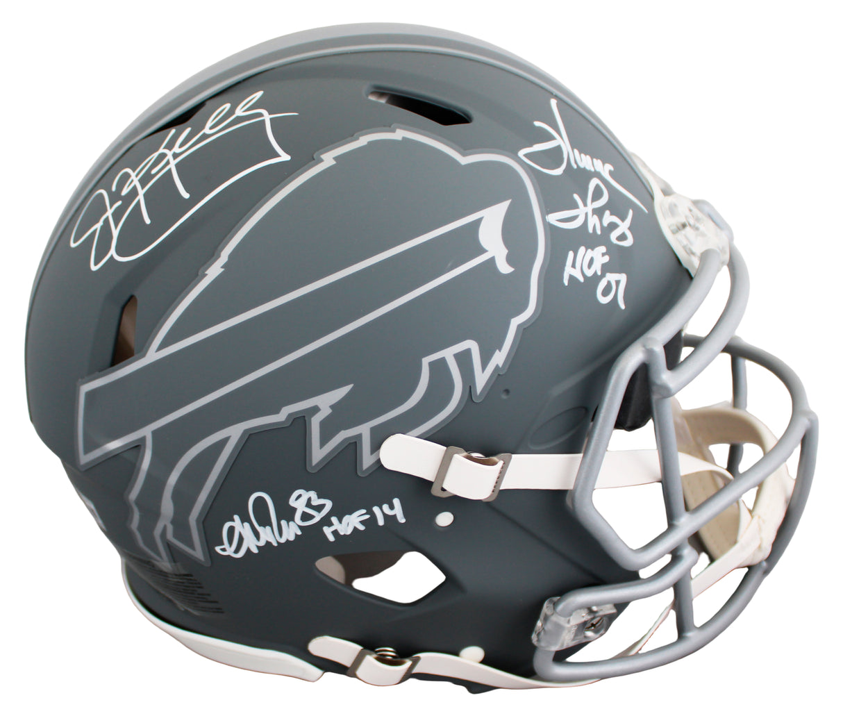 Bills (3) Reed, Kelly & Thomas Signed Slate F/S Speed Proline Helmet W/ Case BAS