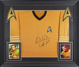 William Shatner Star Trek "Captain Kirk" Signed & Framed Uniform Shirt BAS Wit