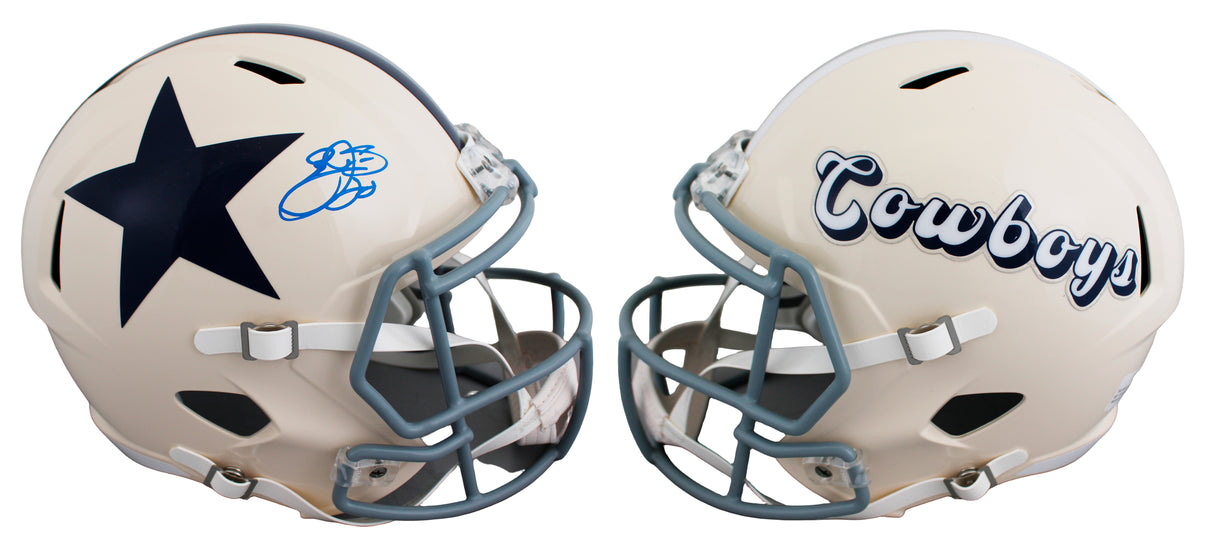 Cowboys Emmitt Smith Signed Retro Full Size Speed Rep Helmet BAS Witnessed