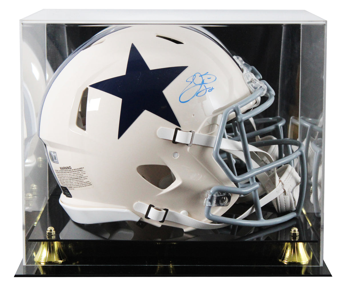 Cowboys Emmitt Smith Signed Retro Full Size Speed Proline Helmet W/ Case BAS Wit