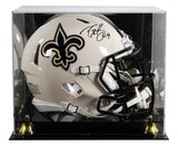 Saints Drew Brees Signed Retro Full Size Speed Proline Helmet W/ Case BAS Wit