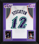 John Stockton Authentic Signed White Pro Style Framed Jersey BAS Witnessed