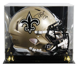 Saints Drew Brees Signed Full Size Speed Proline Helmet W/ Case BAS Witnessed