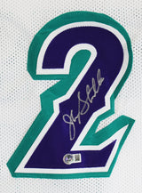 John Stockton Authentic Signed White Pro Style Framed Jersey BAS Witnessed