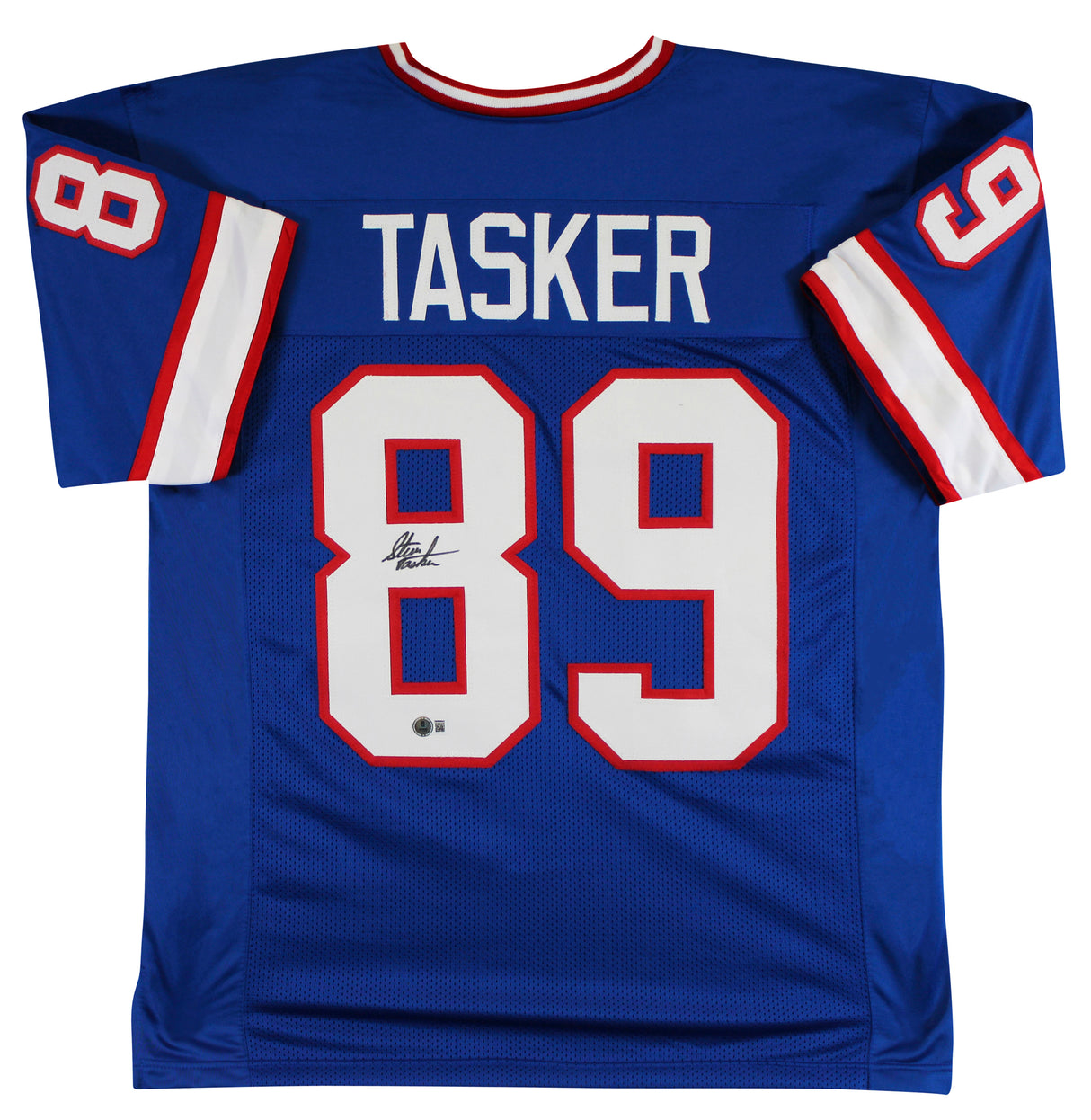 Steve Tasker Authentic Signed Blue Pro Style Jersey Autographed BAS Witnessed