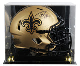Saints Drew Brees Signed Rave Full Size Speed Proline Helmet W/ Case BAS Witness