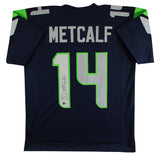 D.K. Metcalf Authentic Signed Navy Blue Pro Style Jersey Autographed BAS 2
