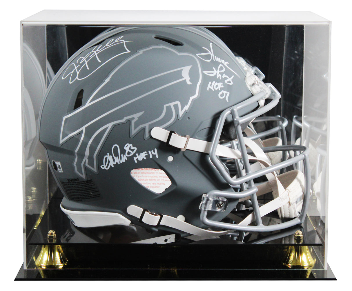 Bills (3) Reed, Kelly & Thomas Signed Slate F/S Speed Proline Helmet W/ Case BAS