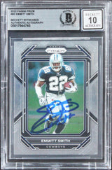 Cowboys Emmitt Smith Signed 2022 Panini Prizm #85 Card Auto 10! BAS Slabbed