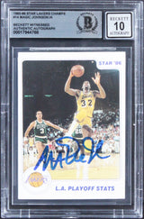 Lakers Magic Johnson Signed 1985 Star Lakers Champs #14 Card Auto 10! BAS Slab