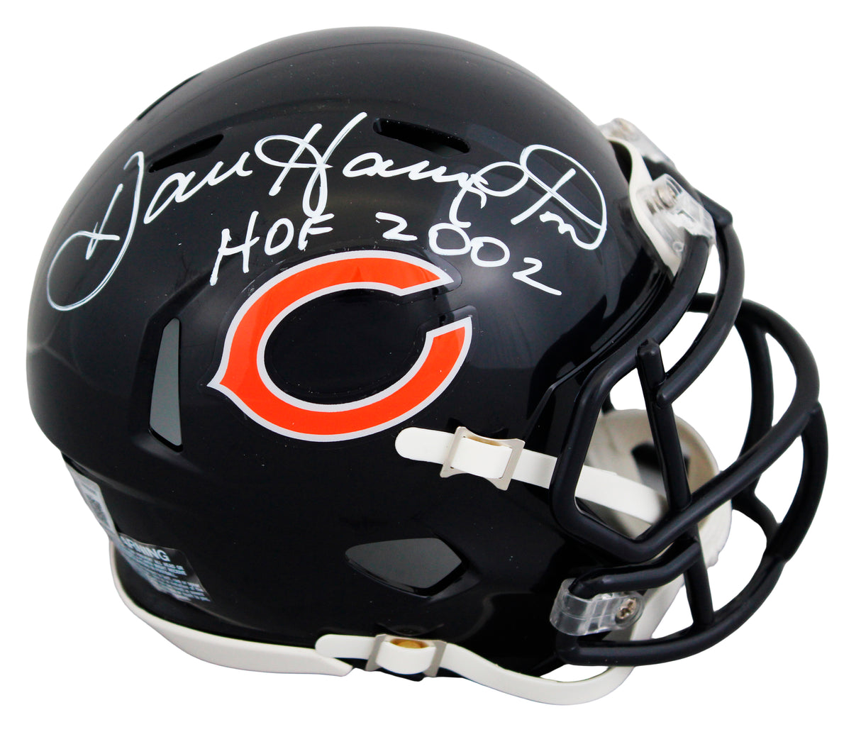 Bears Dan Hampton "HOF 02" Authentic Signed Speed Mini Helmet BAS Witnessed