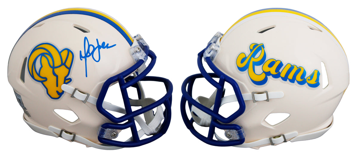 Rams Marshall Faulk Authentic Signed Retro Speed Mini Helmet BAS Witnessed