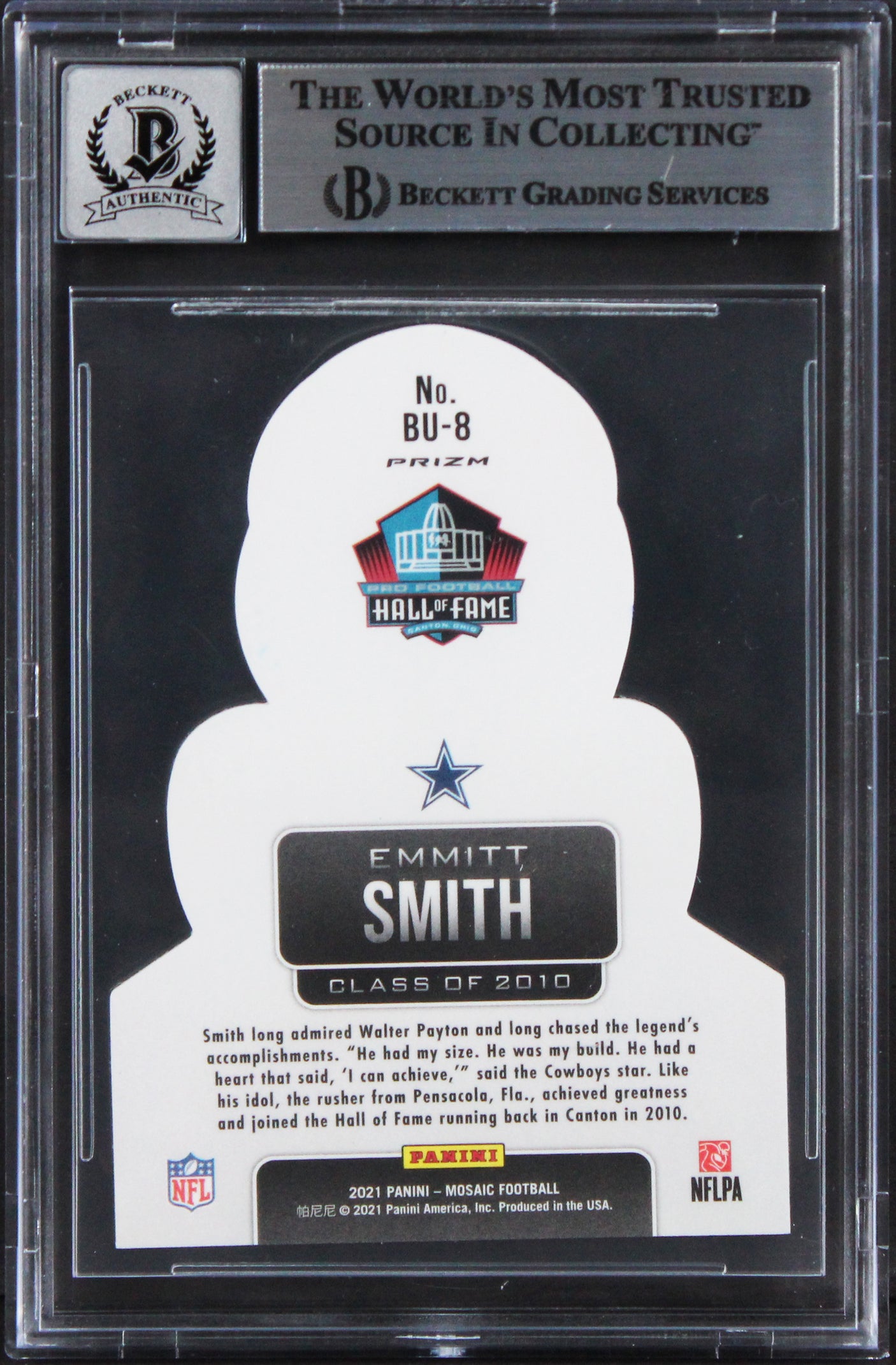 Cowboys Emmitt Smith Signed 2022 Panini Mosaic Busted #8 Card Auto 10! BAS Slab
