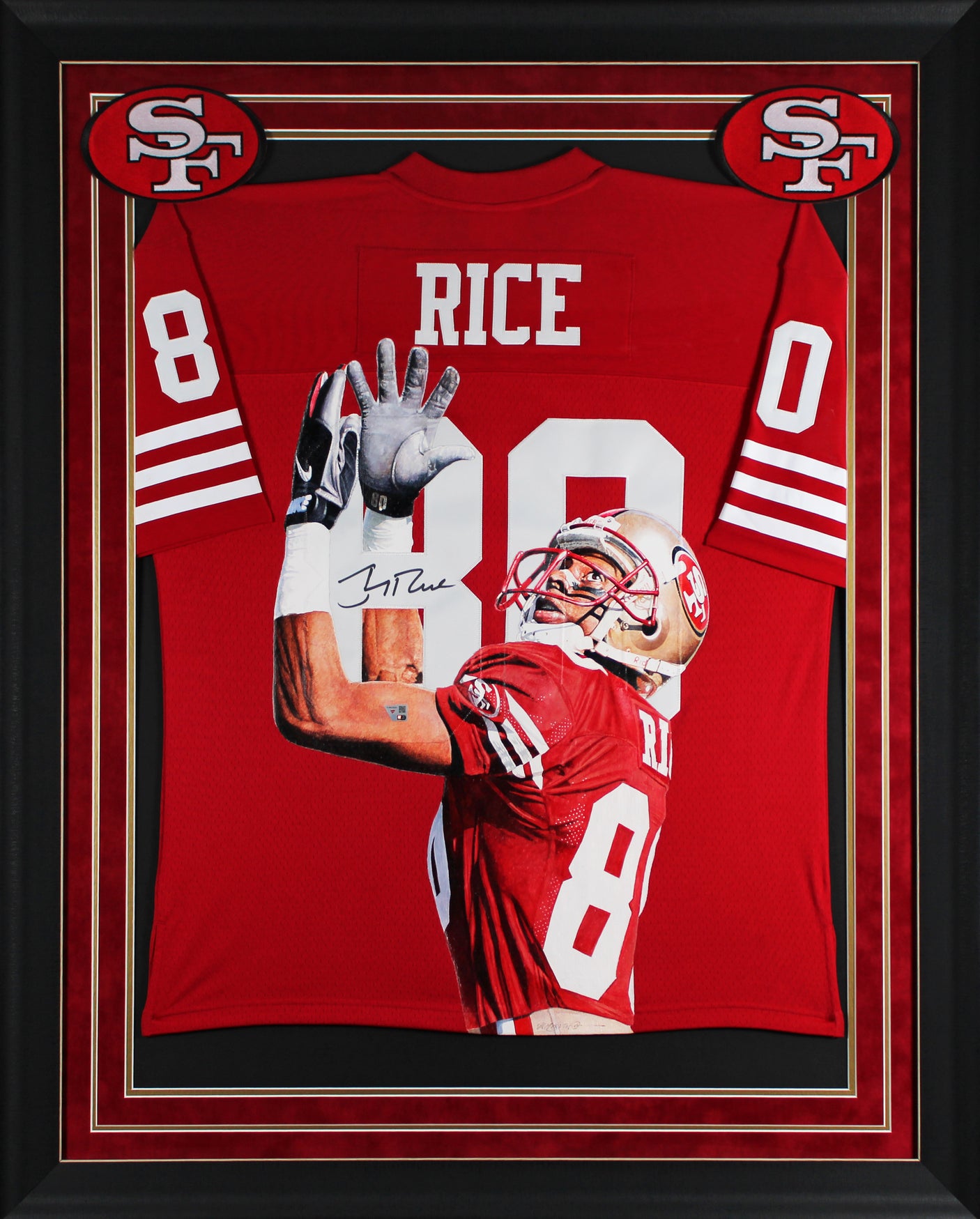 Jerry Rice Signed Hand Painted LE 1/1 By William Zavala Framed Jersey Fanatics