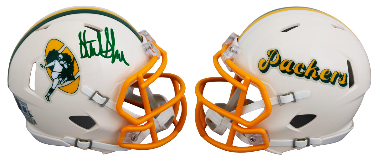 Packers Sterling Sharpe Signed Retro Speed Mini Helmet W/ Case BAS Witnessed