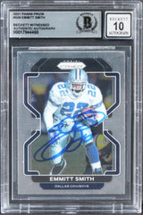 Cowboys Emmitt Smith Signed 2021 Panini Prizm #248 Card Auto 10! BAS Slabbed