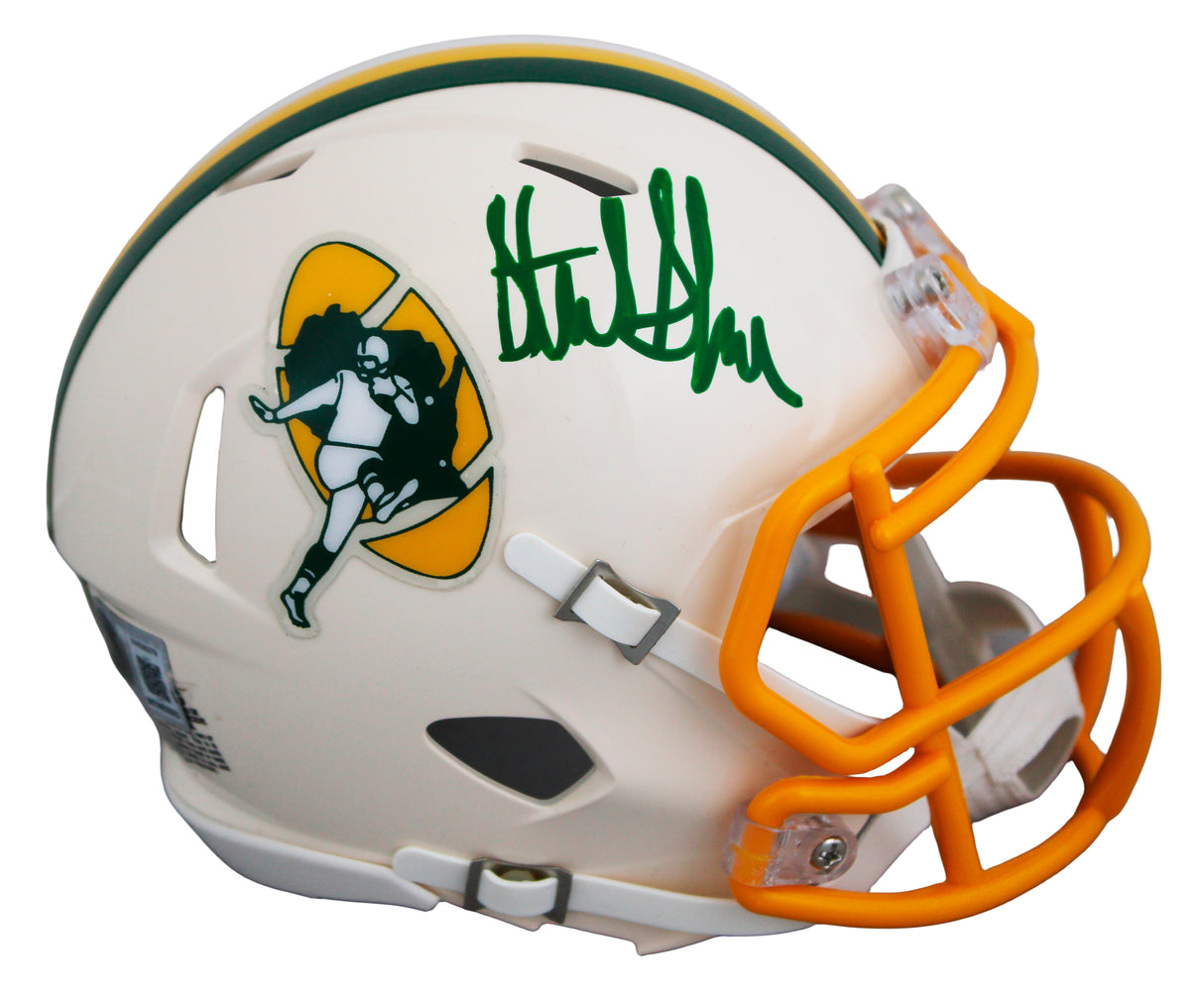 Packers Sterling Sharpe Signed Retro Speed Mini Helmet W/ Case BAS Witnessed