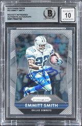 Cowboys Emmitt Smith Signed 2015 Panini Prizm #22 Card Auto 10! BAS Slabbed