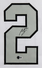 Ashton Jeanty Authentic Signed White Color Rush Pro Style Framed Jersey BAS Wit