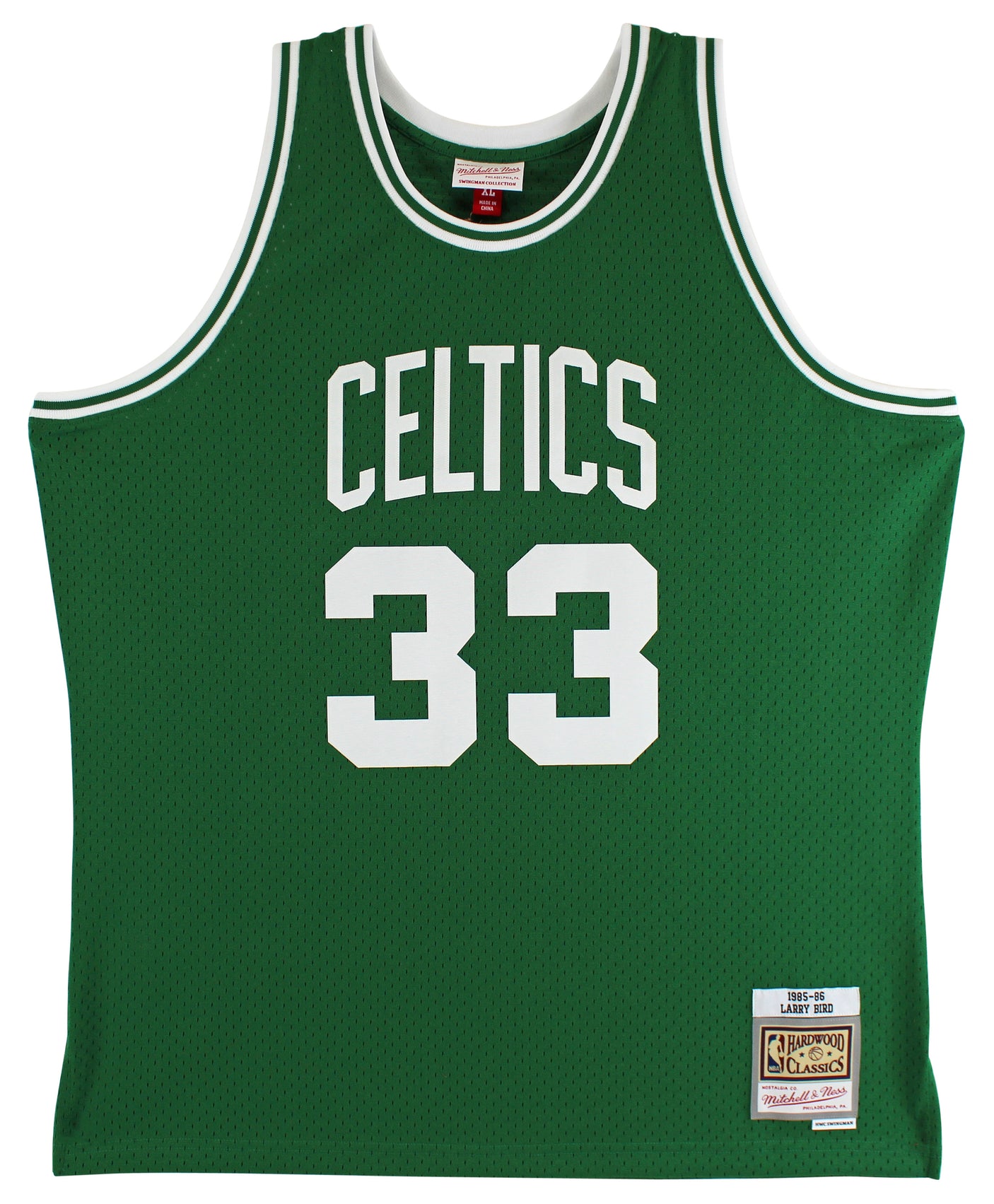 Celtics Larry Bird Authentic Signed 1985 Green M&N HWC Swingman Jersey BAS Wit