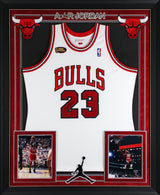 Bulls Michael Jordan Signed 97-98 White Nike HWC Authentic Framed Jersey UDA