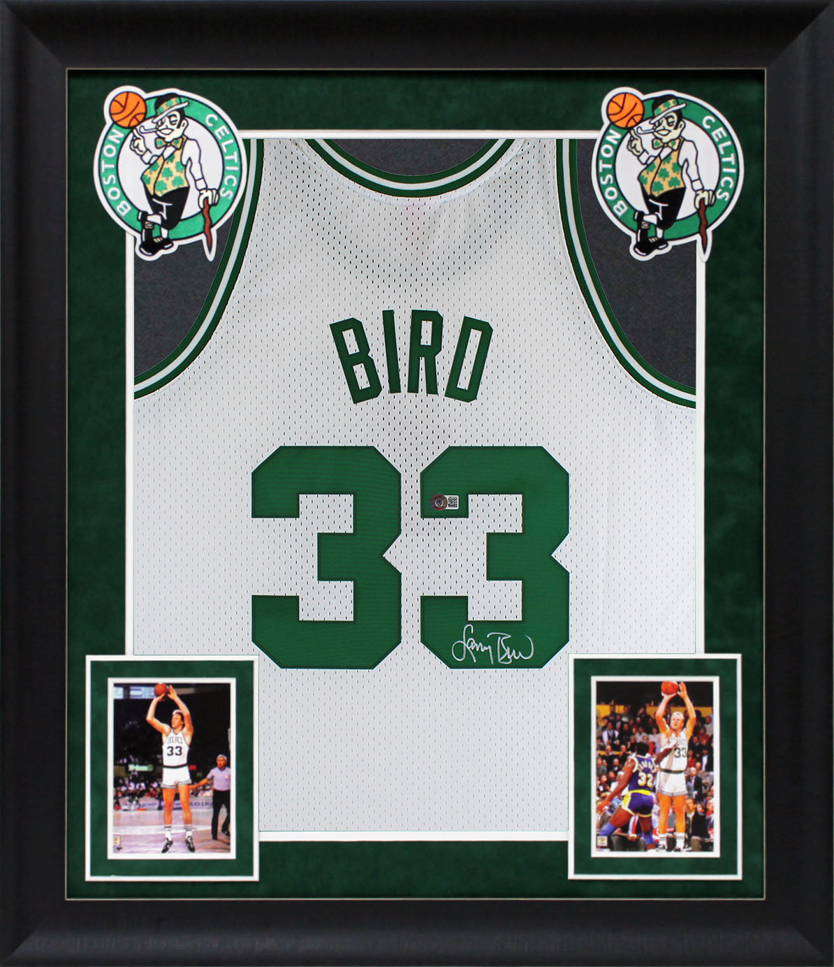 Larry Bird Authentic Signed 1985 White M&N HWC Swingman Framed Jersey BAS Wit 1