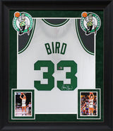 Larry Bird Authentic Signed 1985 White M&N HWC Swingman Framed Jersey BAS Wit 1