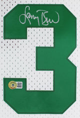 Celtics Larry Bird Signed 1985 White M&N HWC Swingman Framed Jersey BAS Wit 2