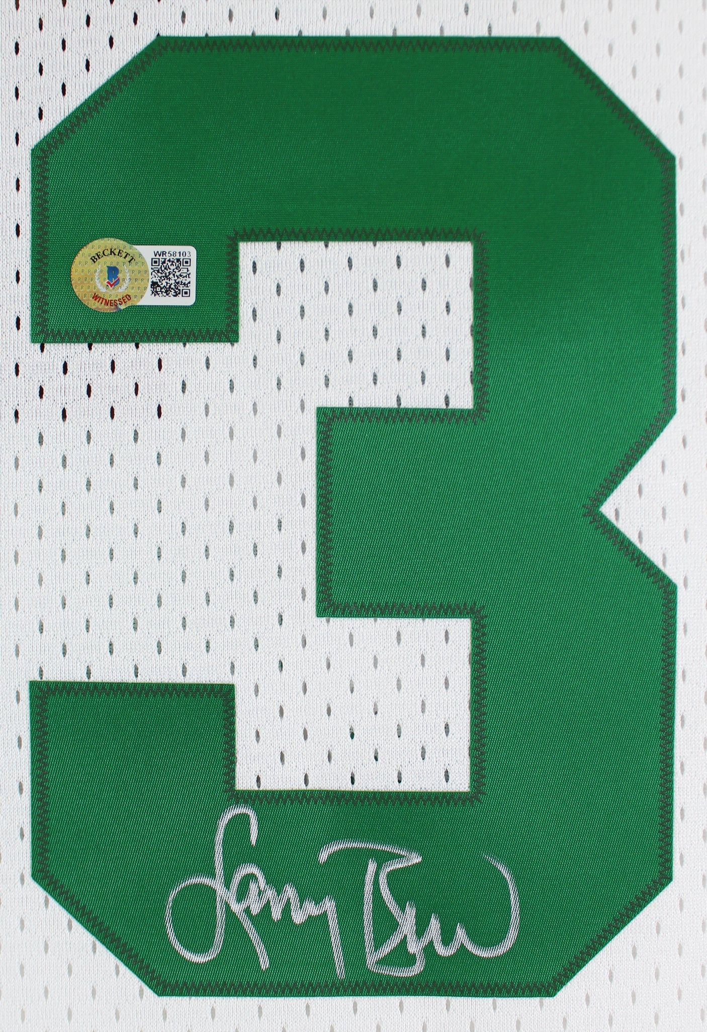 Larry Bird Authentic Signed 1985 White M&N HWC Swingman Framed Jersey BAS Wit 1