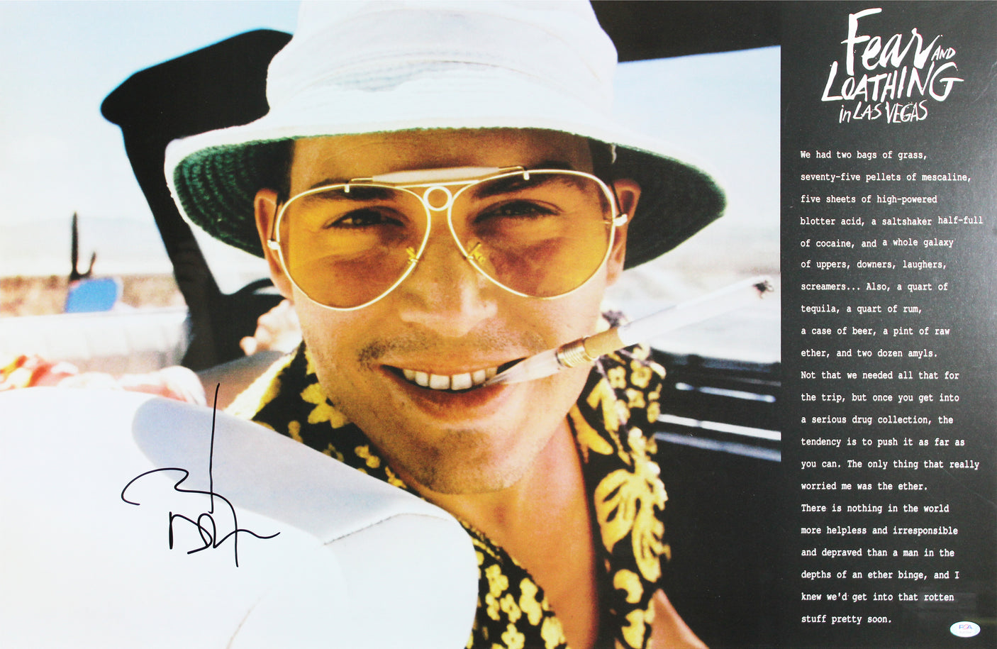 Johnny Depp Fear And Loathing In Las Vegas Signed 24x36 Framed Poster PSA Holo