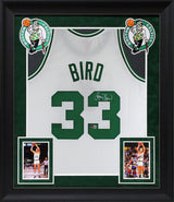 Celtics Larry Bird Signed 1985 White M&N HWC Swingman Framed Jersey BAS Wit 2