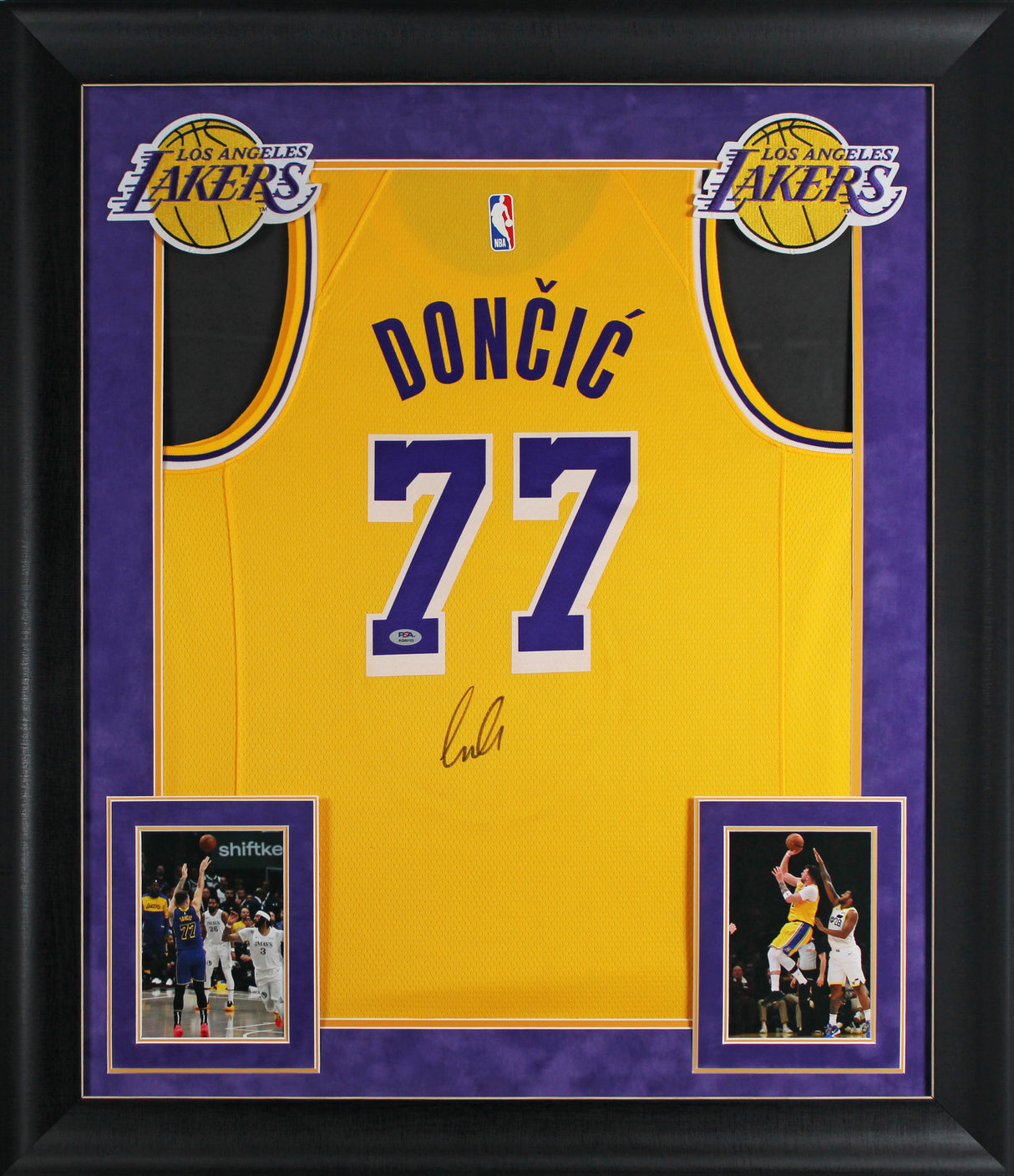 Lakers Luka Doncic Signed Yellow Nike Swingman Framed Jersey PSA/DNA #AQ49103