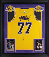 Lakers Luka Doncic Signed Yellow Nike Swingman Framed Jersey PSA/DNA #AQ49101