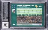 Vikings Adrian Peterson "ADD" Signed 2007 Topps #301 RC Card Auto 10! BAS Slab
