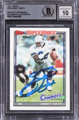Cowboys Emmitt Smith Authentic Signed 1991 Topps #360 Card Auto 10! BAS Slabbed