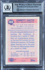 Cowboys Emmitt Smith Authentic Signed 1991 Topps #360 Card Auto 10! BAS Slabbed