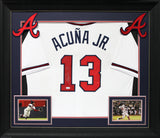 Ronald Acuna Jr. Authentic Signed White Pro Style Framed Jersey Autographed JSA