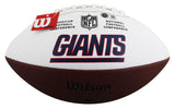 Giants Phil Simms Signed Wilson White Panel Logo Football W/ Case BAS Witnessed