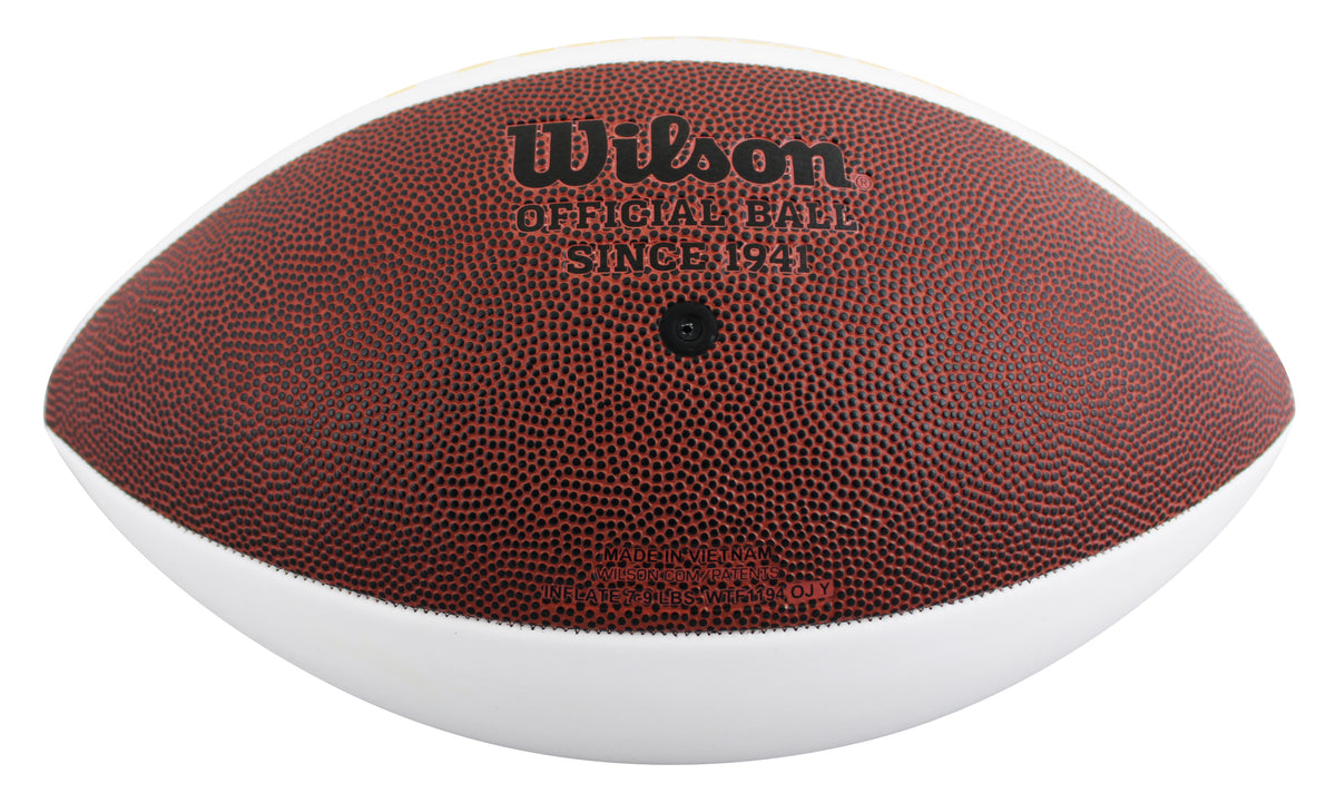 Packers Sterling Sharpe Signed Wilson White Panel Logo Football W/ Case BAS Wit