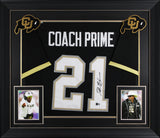 Colorado Deion Sanders Signed Black Pro Style Framed Jersey BAS Wit #2W438785