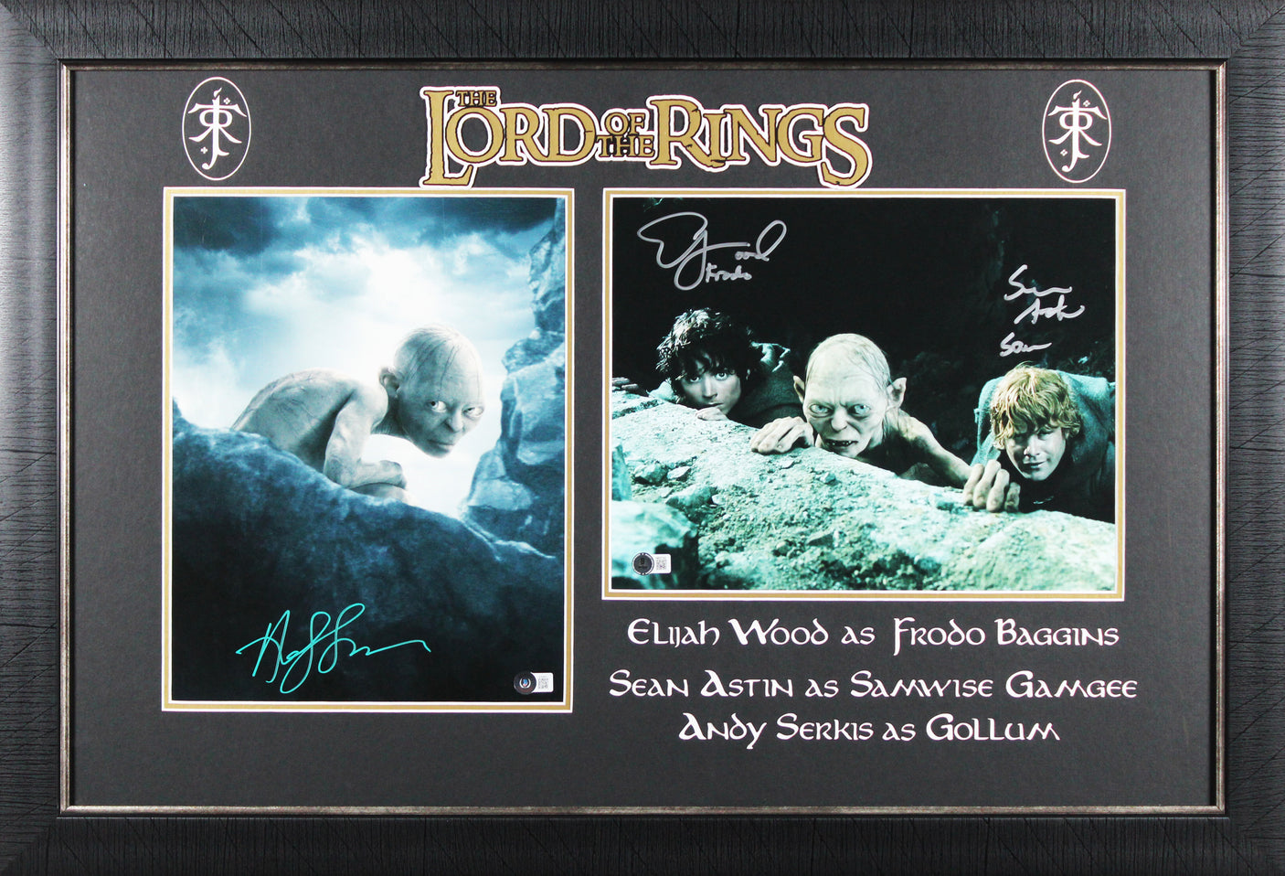 LOTR (3) Astin, Wood & Serkis Authentic Signed 11x14 Photo Framed Display BAS