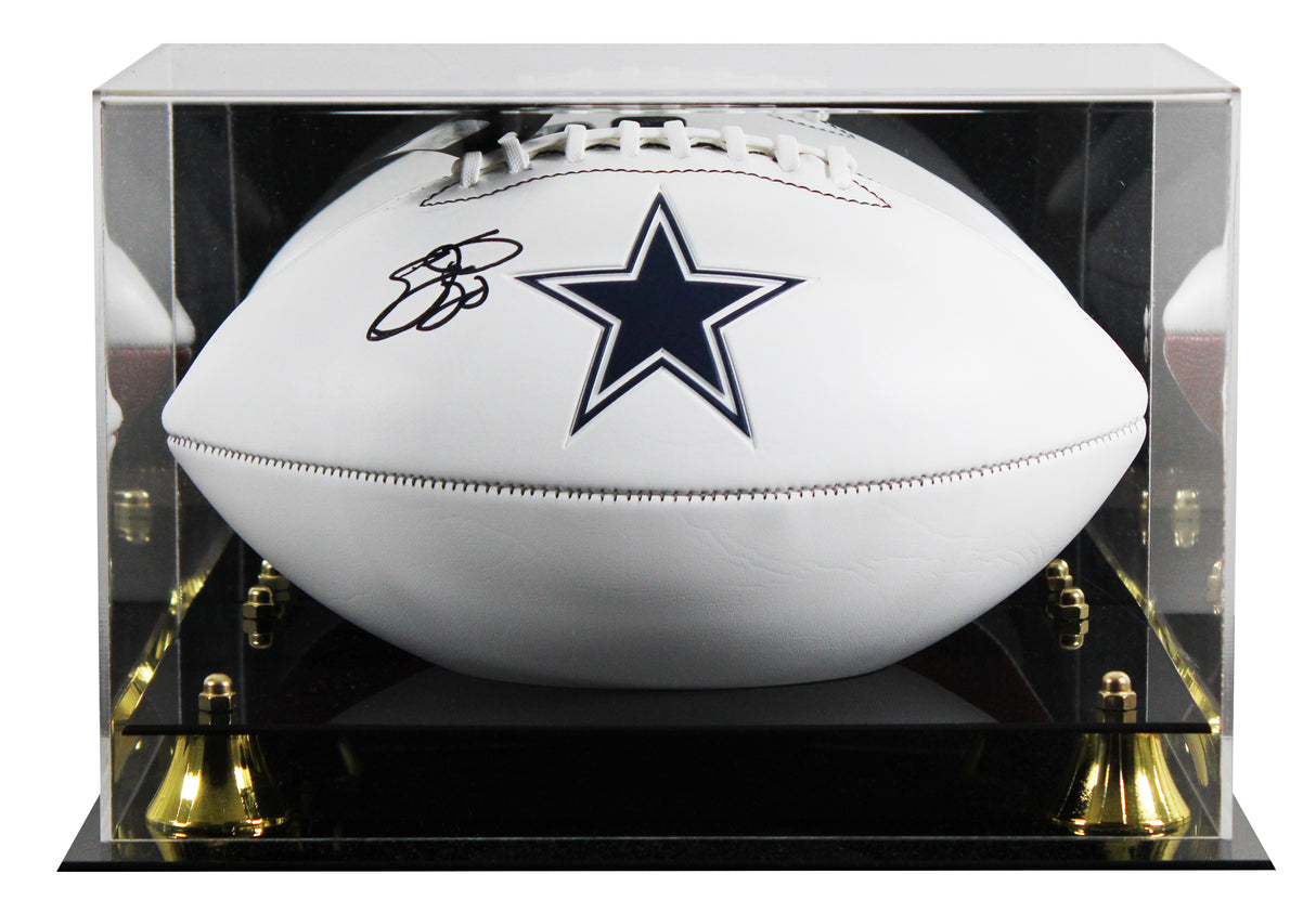 Cowboys Emmitt Smith Signed Franklin White Panel Logo Football W/ Case BAS Wit