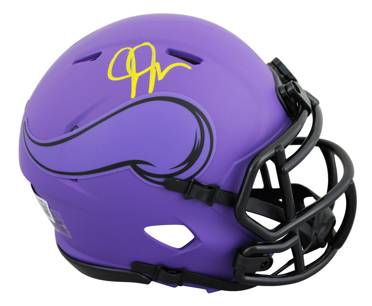Vikings Justin Jefferson Signed Rave Speed Mini Helmet W/ Case BAS Witnessed
