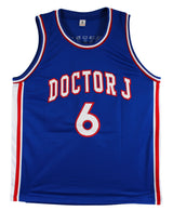 Julius "Dr. J" Erving Authentic Signed Blue Pro Style Jersey Autographed BAS 2