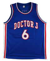 Julius "Dr. J" Erving Authentic Signed Blue Pro Style Jersey Autographed BAS 2