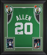 Ray Allen Authentic Signed Green Pro Style Framed Jersey BAS Witnessed