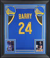Rick Barry "HOF 1987" Authentic Signed Blue Pro Style Framed Jersey BAS Witness