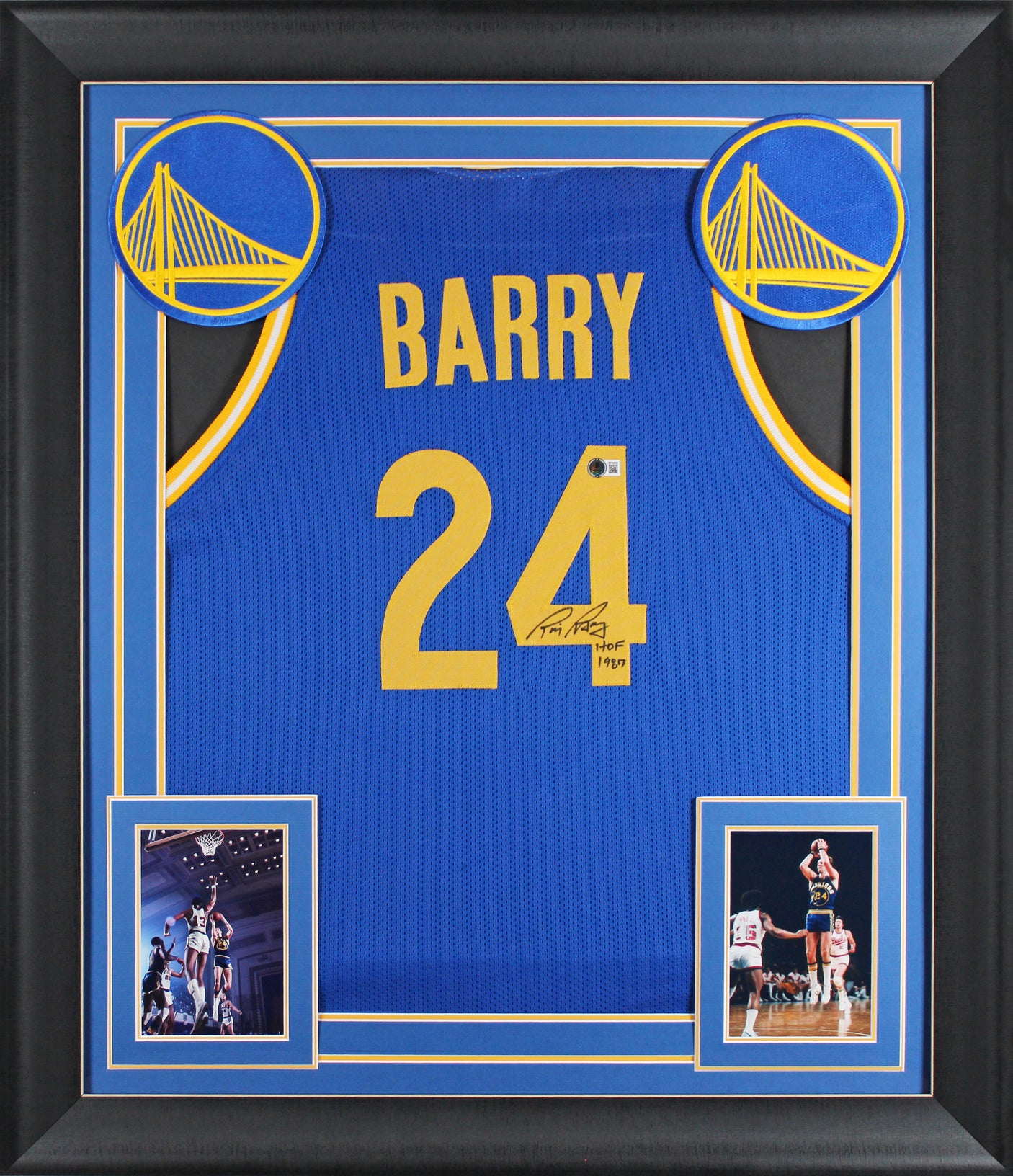Rick Barry "HOF 1987" Authentic Signed Blue Pro Style Framed Jersey BAS Witness