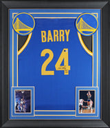 Rick Barry "HOF 1987" Authentic Signed Blue Pro Style Framed Jersey BAS Witness
